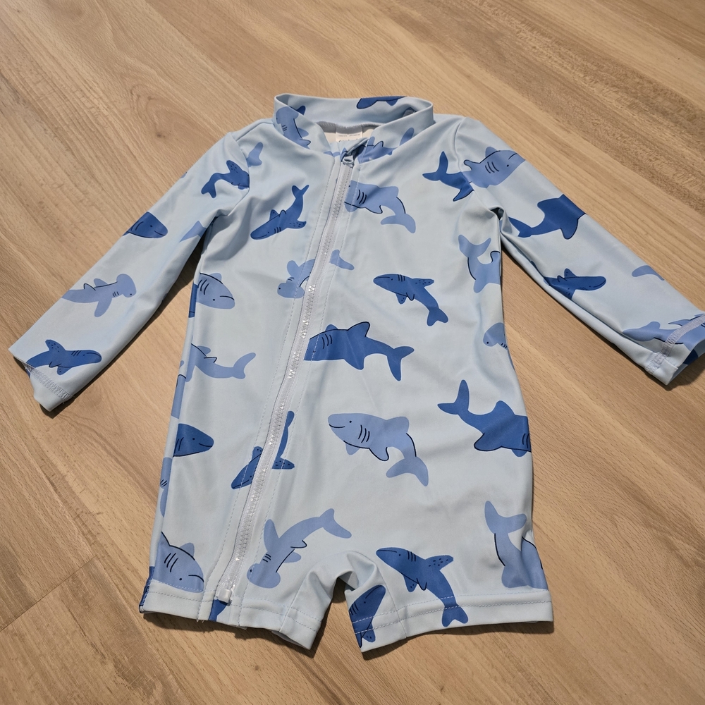 Carter's Blue Shark Print Kids Swim One Piece